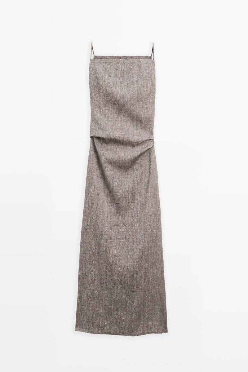 Linen-Blend Flowing Maxi Dress