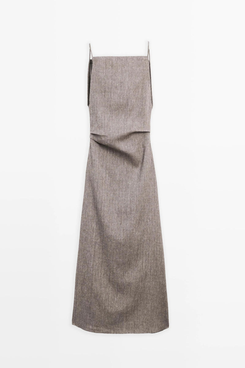 Linen-Blend Flowing Maxi Dress