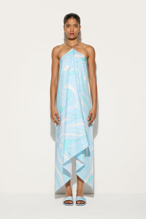 Iris Print Silk Dress