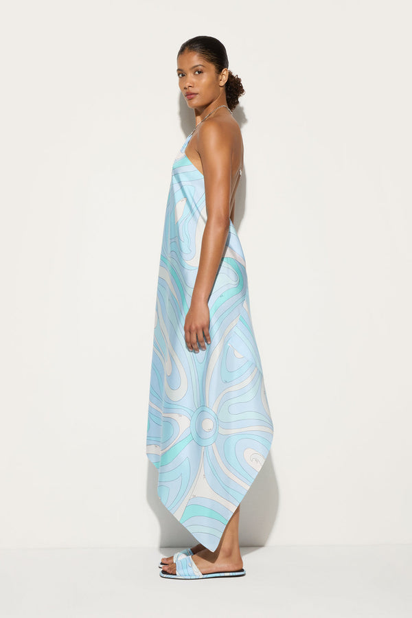 Iris Print Silk Dress