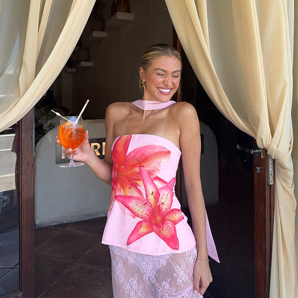 Ariah | Floral Sleeveless Top with Scarf