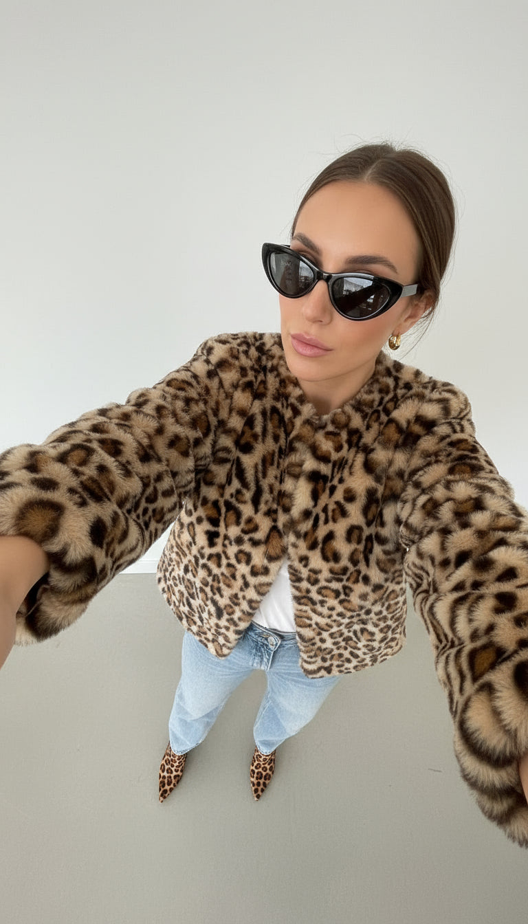 Leopard Collarless Bomber