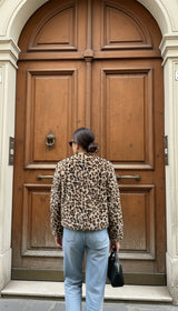 Leopard Collarless Bomber