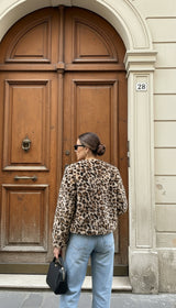 Leopard Collarless Bomber